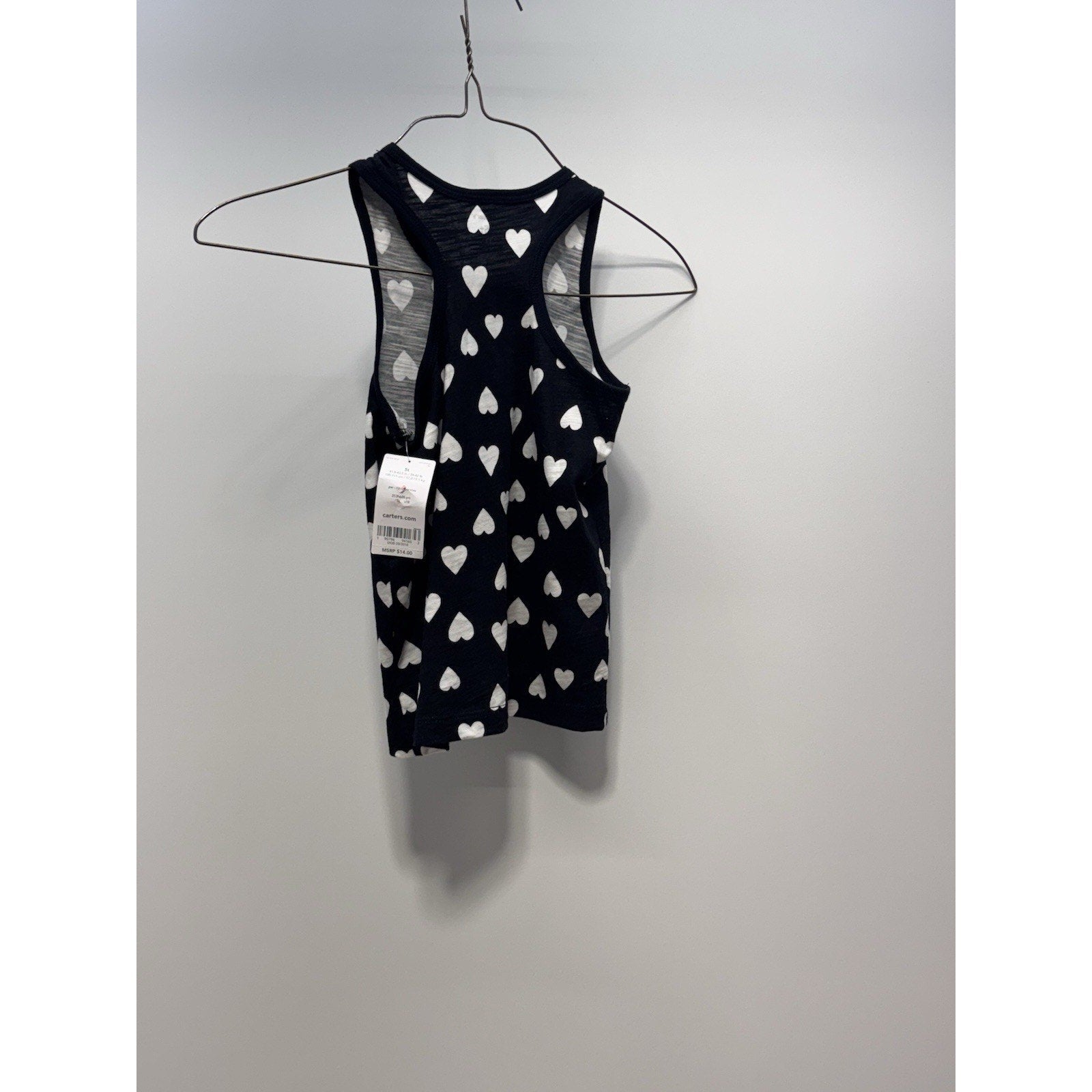 Carter's Black With White Hearts Tank Top Toddler Girls Size Small 5T NWT