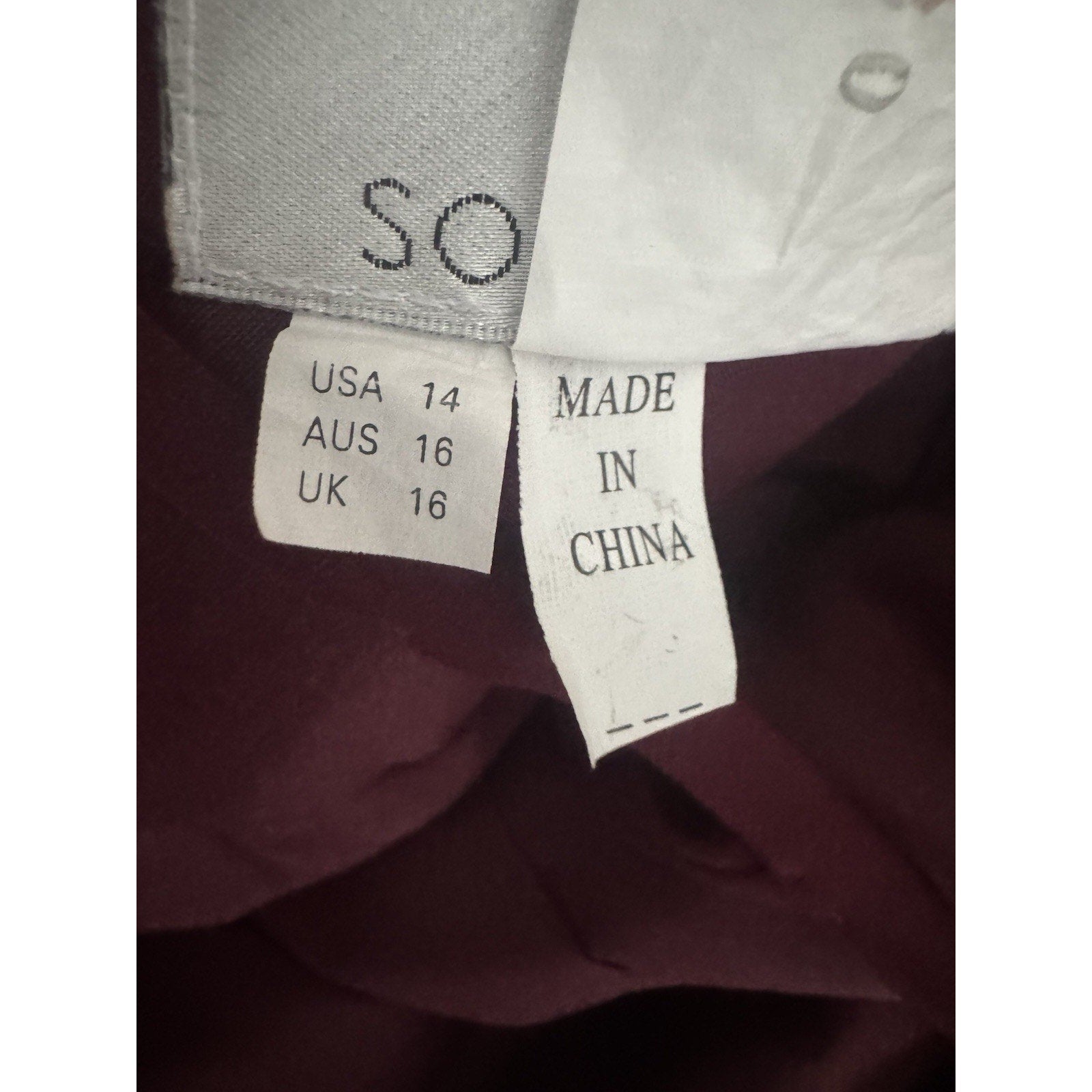 Sorella Vita Bridesmaid Dress Womens 14 Burgundy Chiffon Pleated V Neck Formal