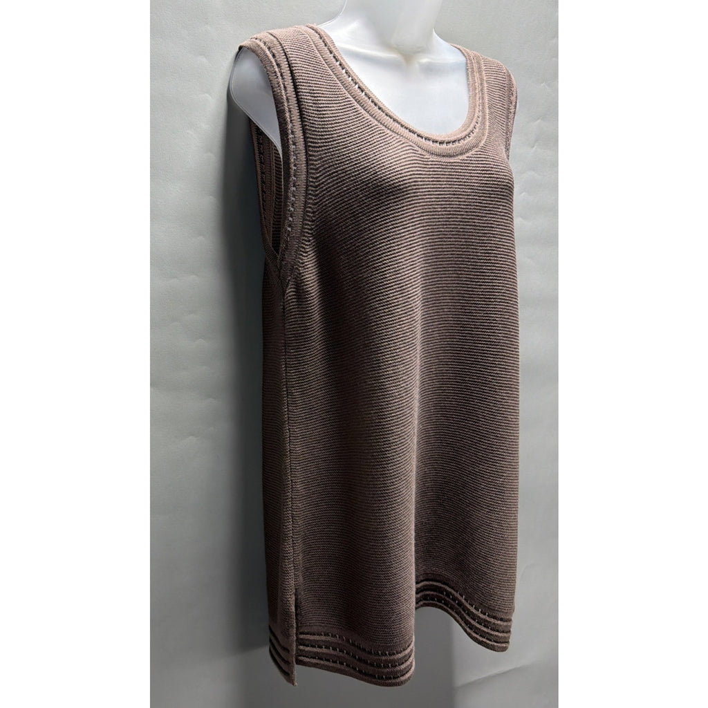 J.Jill Textured-Trim Sweater Tunic Tank Coconut Brown NWT Size M