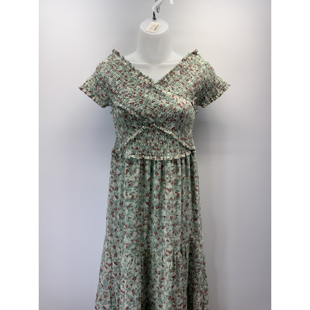 BB DAKOTA Joie De Vivre Midi Dress Steve Madden Small Floral Smocked Tiered