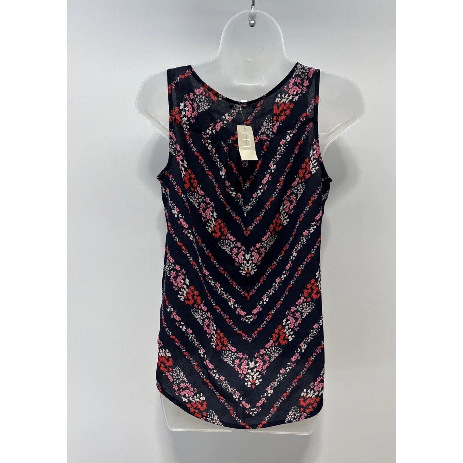 NWT Maurices XS Navy Blue Sleeveless Floral Cottage Blouse Top