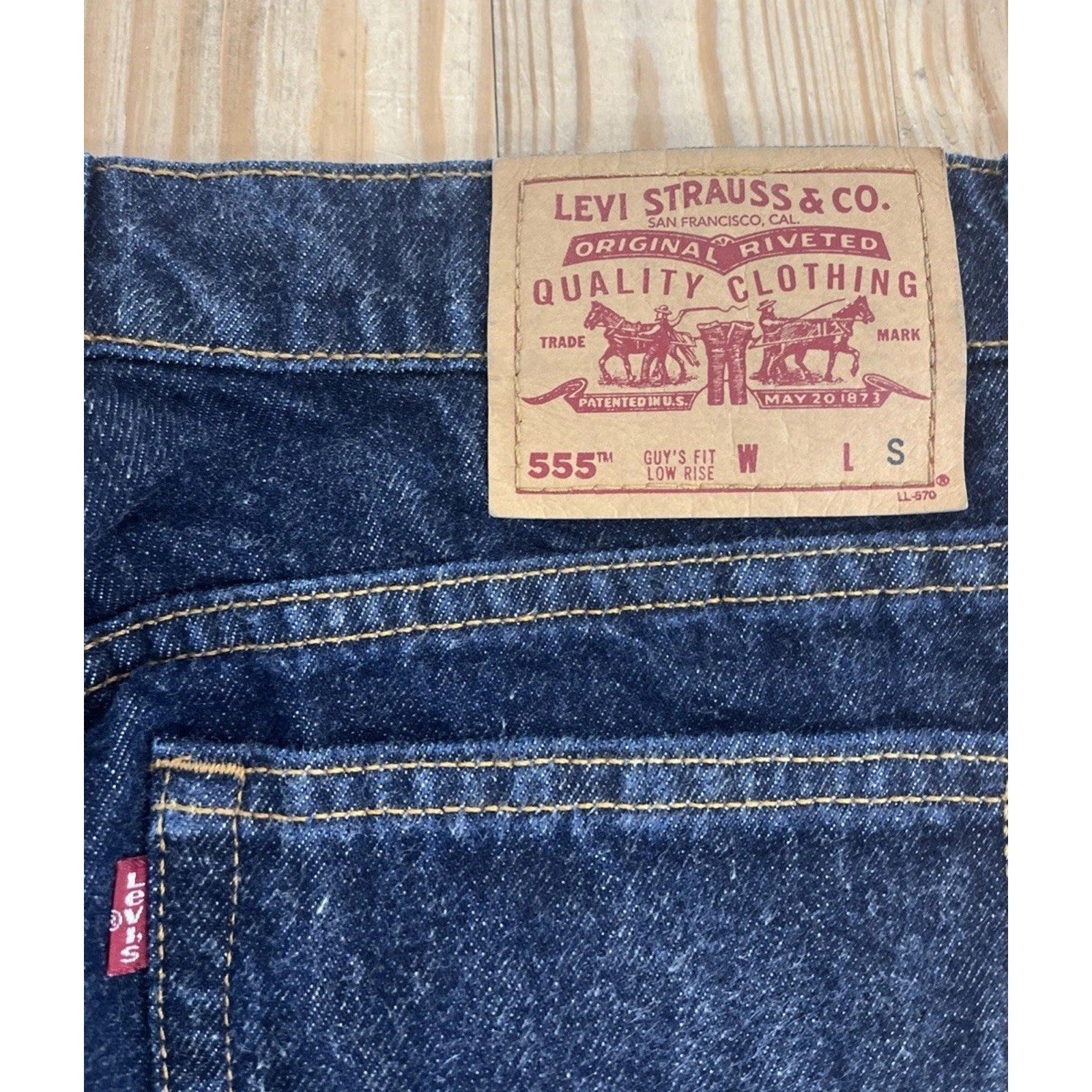 Vintage Levis 555 Mom Jeans Womens 13 Low Rise Guy's Fit Blue USA 90s 31x30