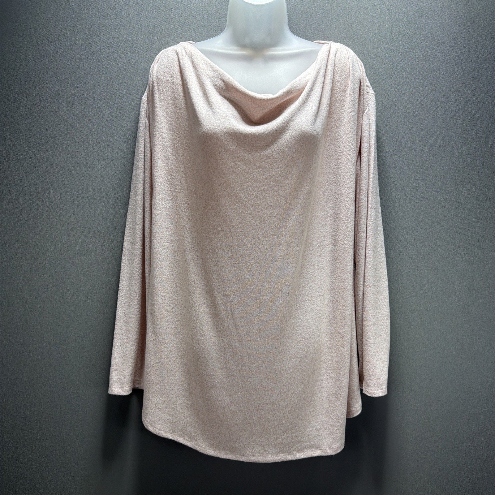 Lane Bryant Knit Top Pale Pink 3/4 Sleeve Cowl Neck Plus Size 22 24 NWT Stretch