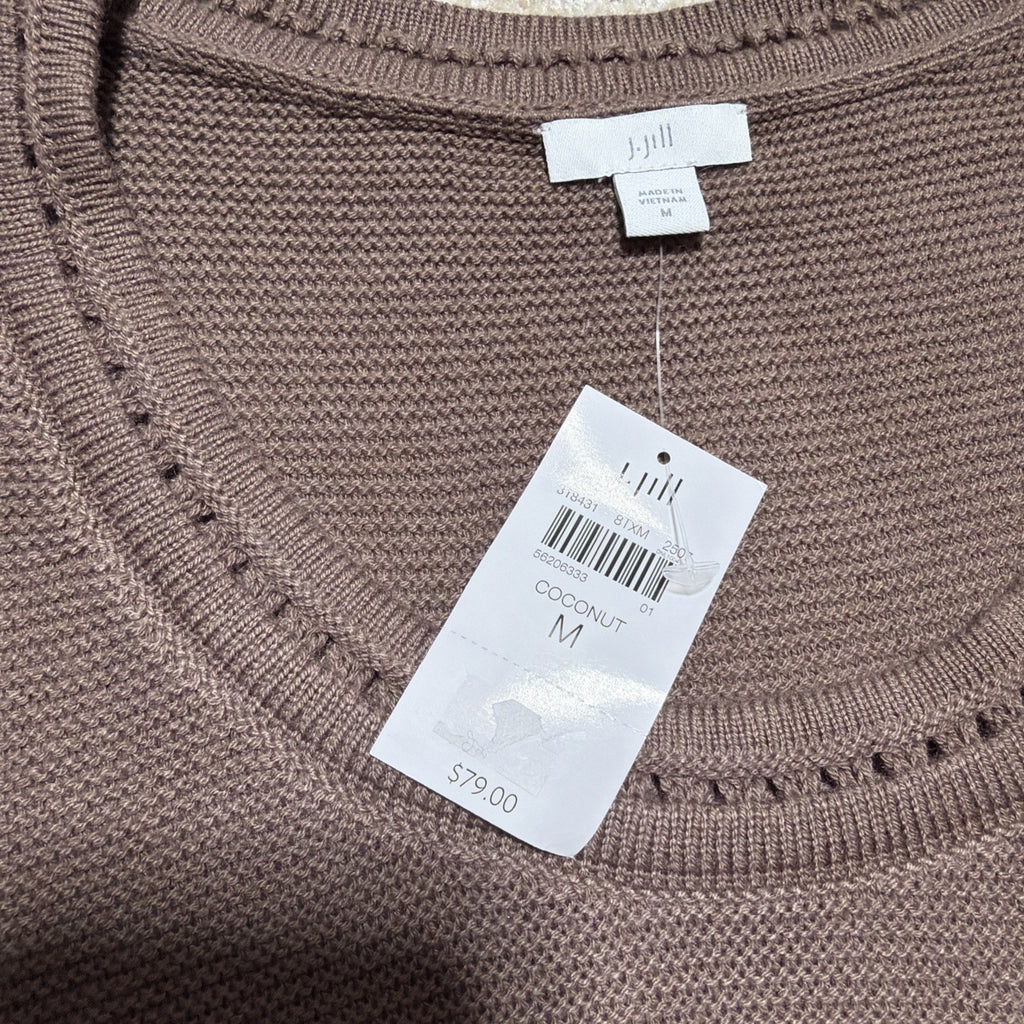 J.Jill Textured-Trim Sweater Tunic Tank Coconut Brown NWT Size M