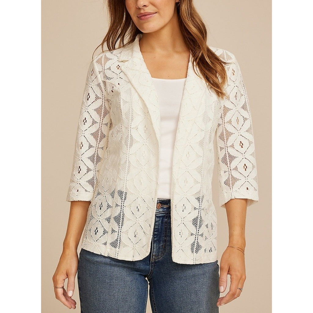 Maurices ALL LACE Embroidered White Lace Cardigan Size Large New