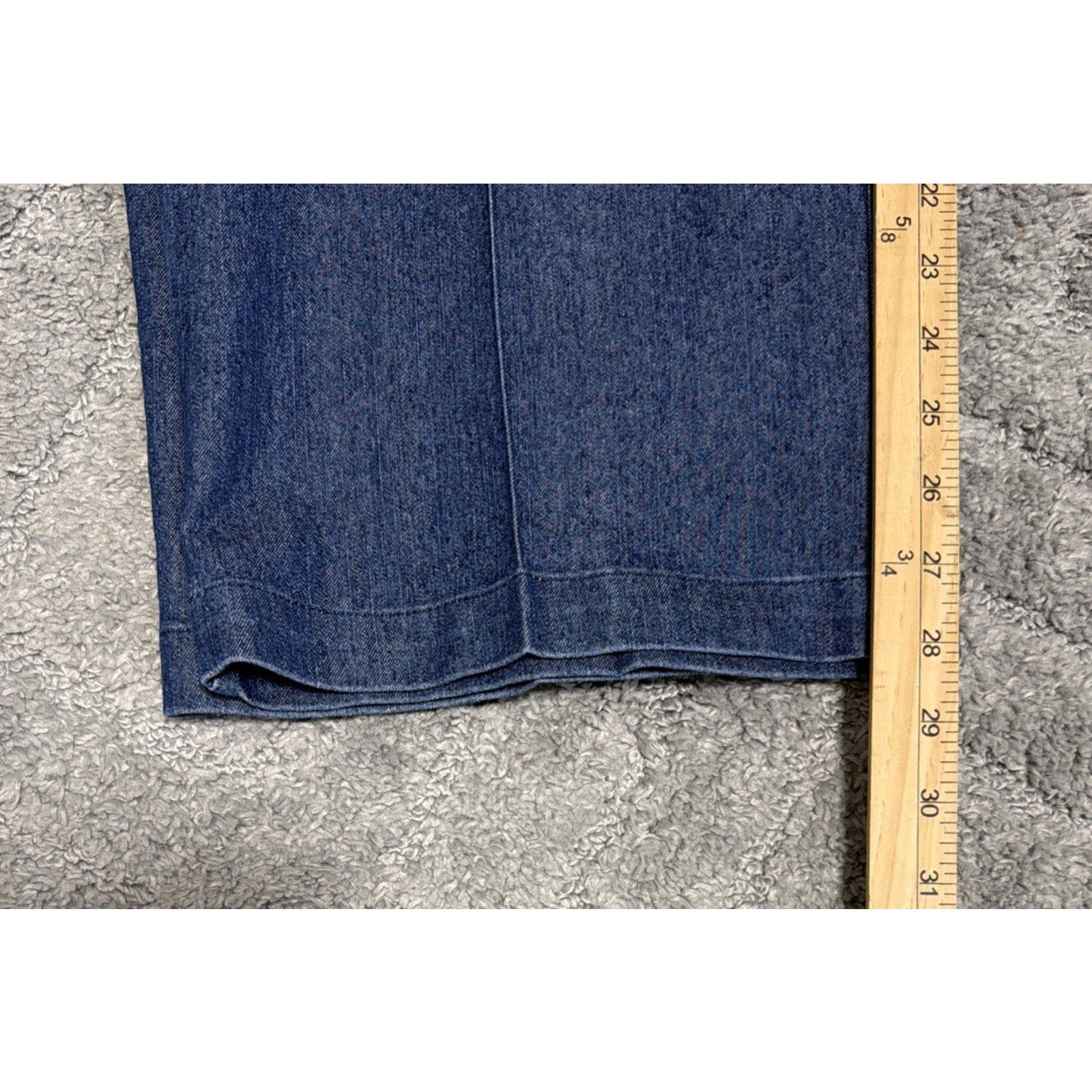 Haggar Premium Denim Trouser Dress Pants Blue Classic Fit Pleated 46x30 Stretch