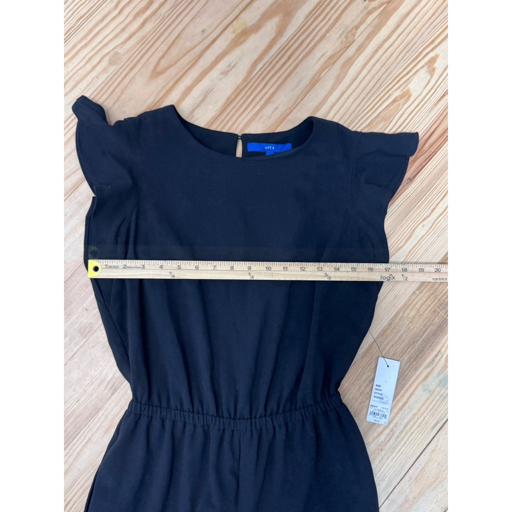 Apt 9 Black Flutter Short Sleeve Jumpsuit Women’s Size Small