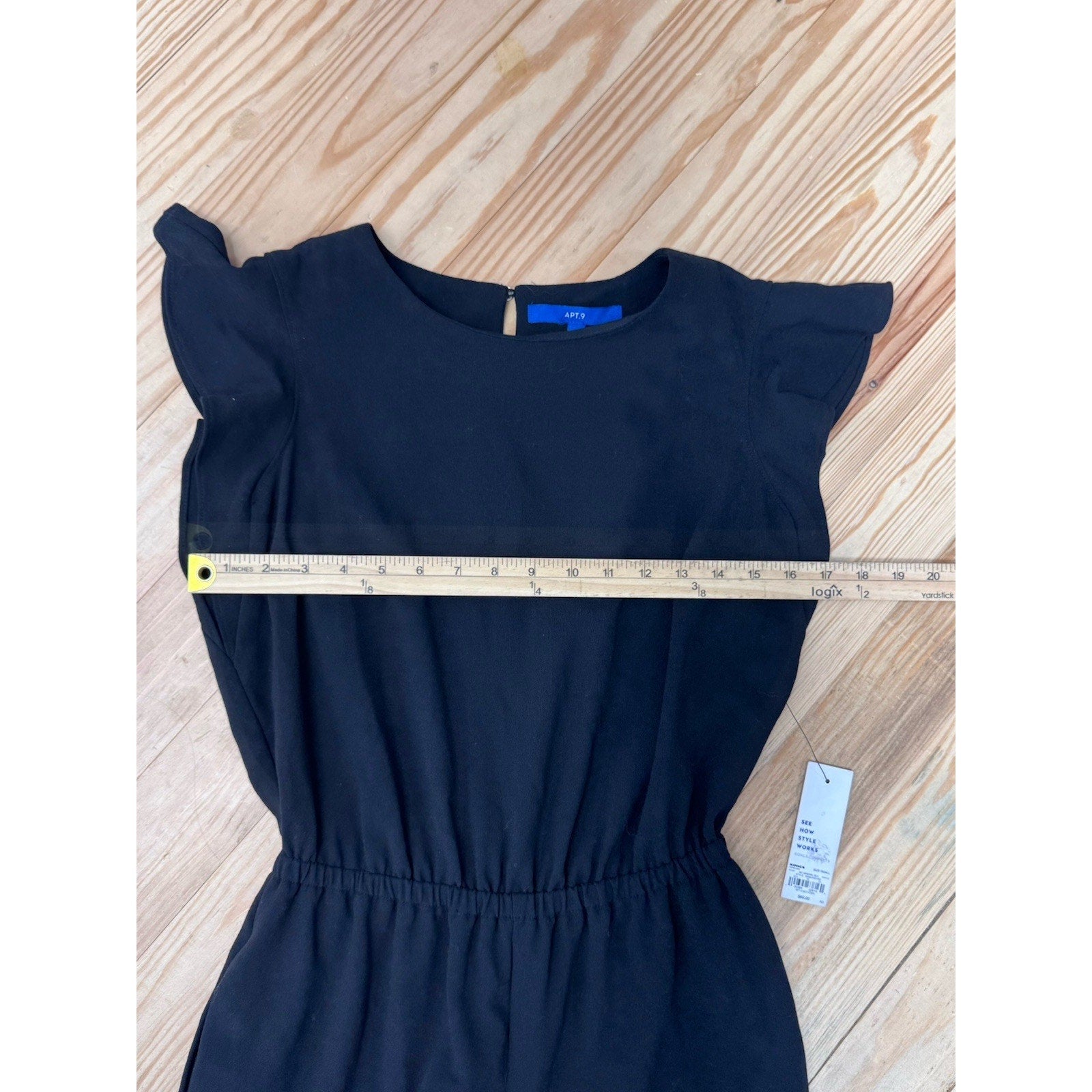 Apt 9 Black Flutter Short Sleeve Jumpsuit Women’s Size Small