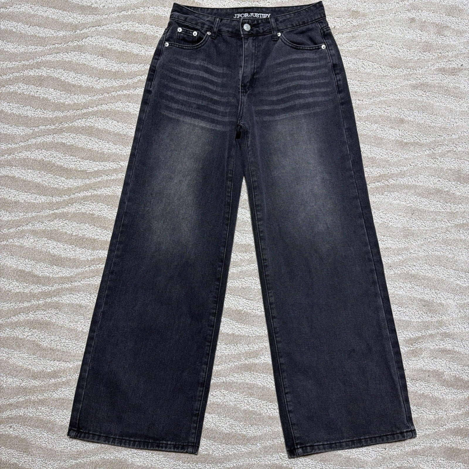 J FOR JUSTIFY Y2K Black Wide Leg Baggy Jeans Size 1 28x29