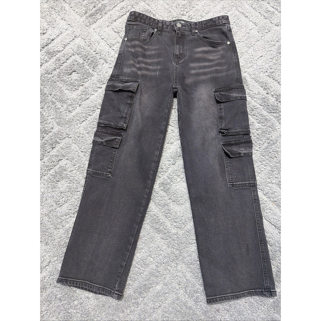 Rock Salt Cargo Pants Youth 18 Faded Black Grunge Skater 30x27