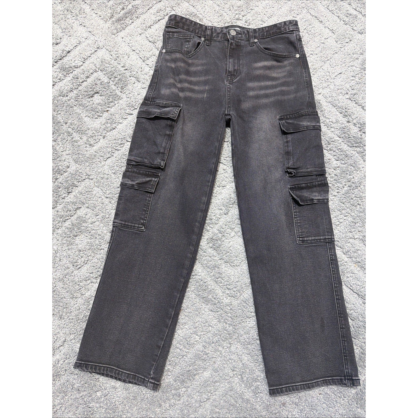 Rock Salt Cargo Pants Youth 18 Faded Black Grunge Skater 30x27