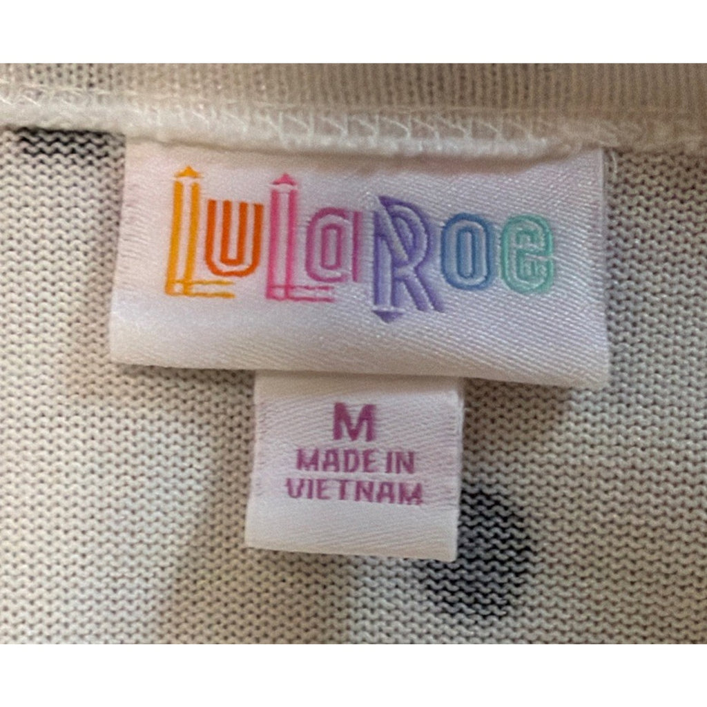 New Lularoe Caroline Jacket Cardigan Pockets White Black Polka Dots Sz M Stretch
