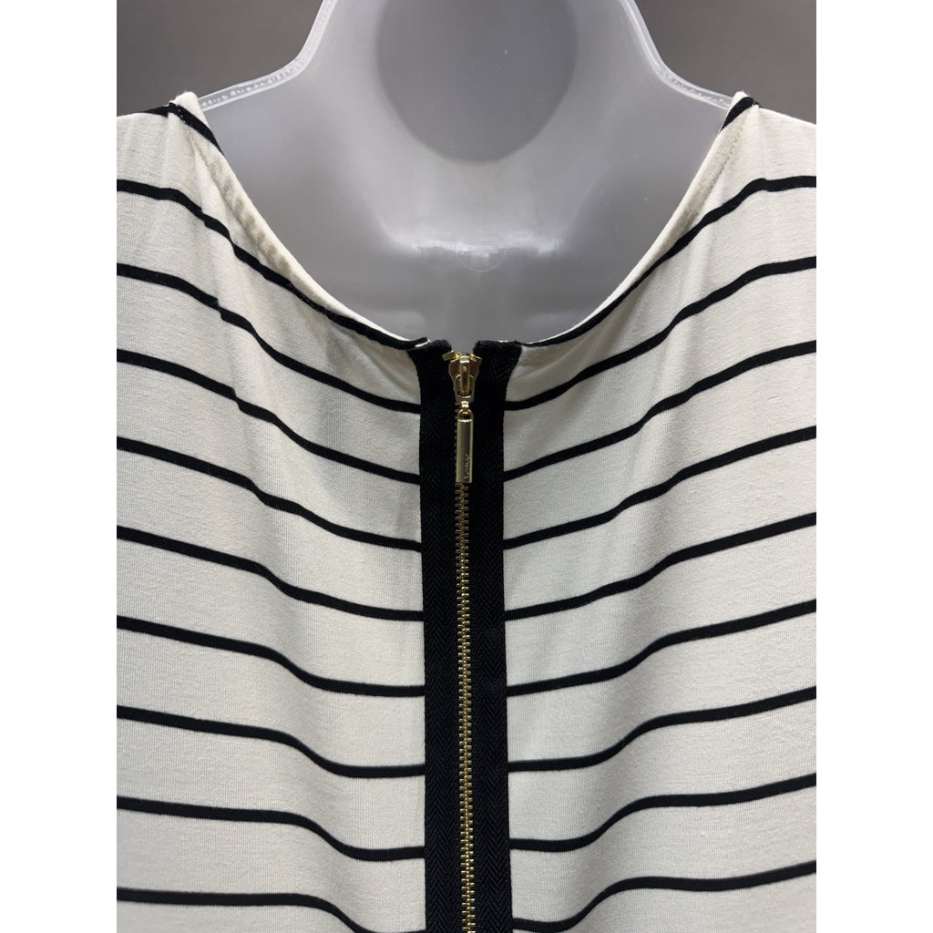 Kensie Women's Dress Striped White/Black Sleeveless Size Large New