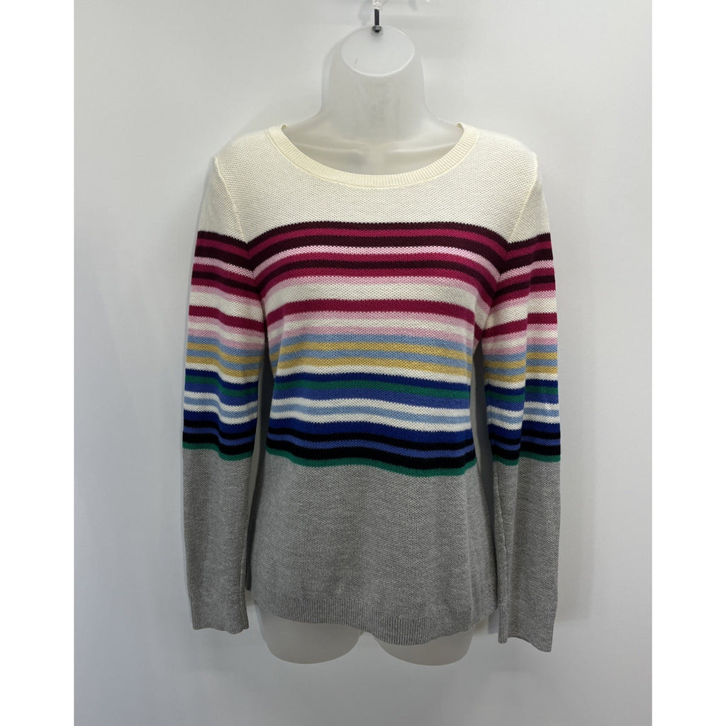 Talbots Pullover Multicolor Stripe Cashmere Blend Long Sleeve Sweater Size M