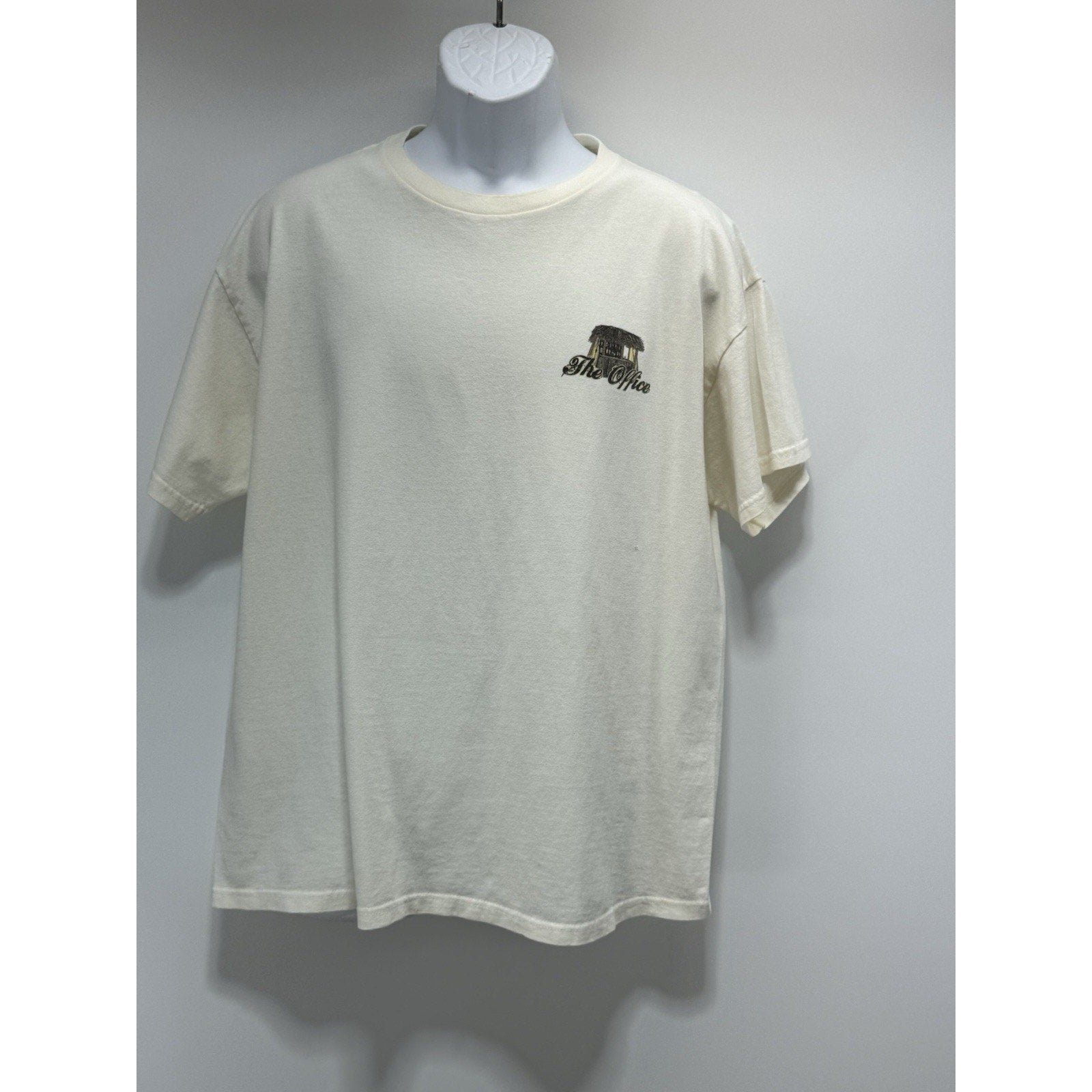 Joe Marlin T-Shirt White Short Sleeve The Office Men’s Size XL Stained