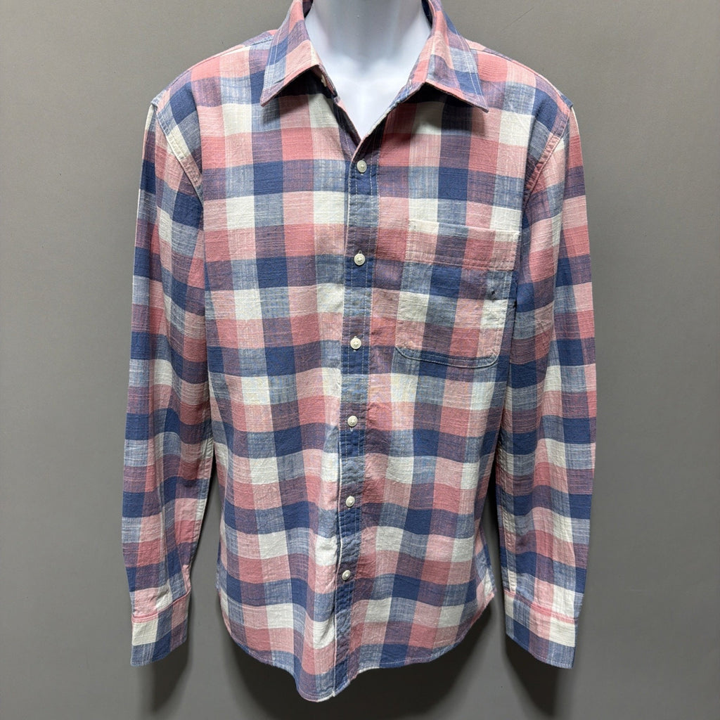 American Eagle Super Soft Outfitters Men's M Pink Blue Checkered Button Up NWT