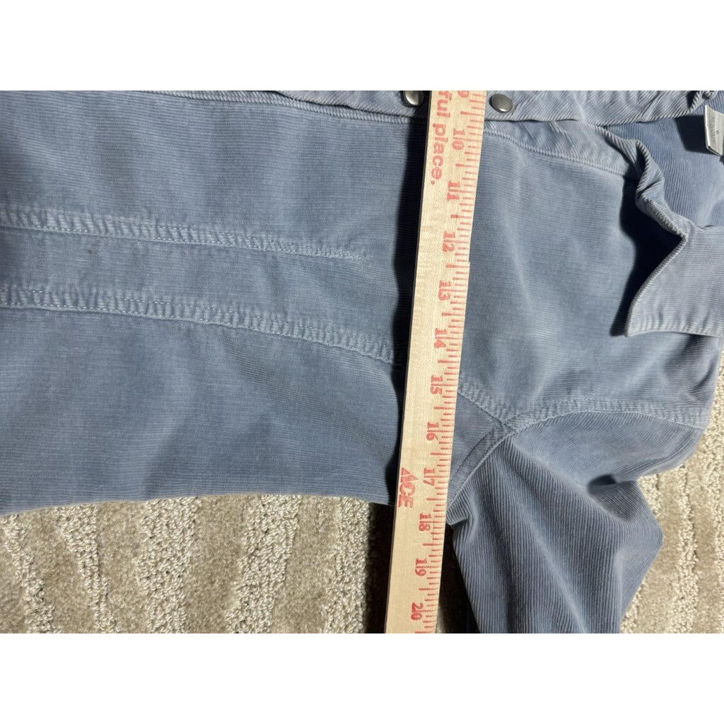 Womens Small Light Blue Stretch Corduroy Snap Front Shirt Jacket Fitted Western