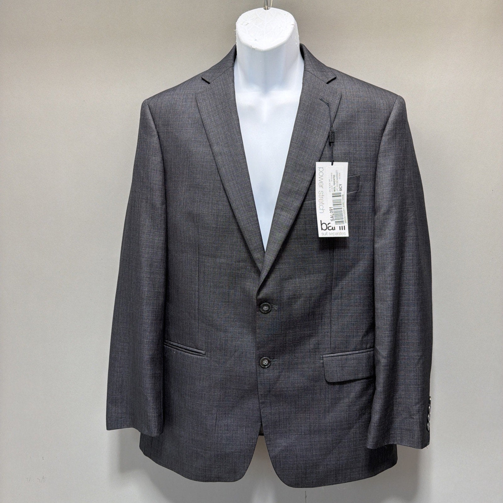 Bar iii Mens Slim Fit Sport Coat Gray Wrinkle Free Suit Jacket Blazer 40R NEW
