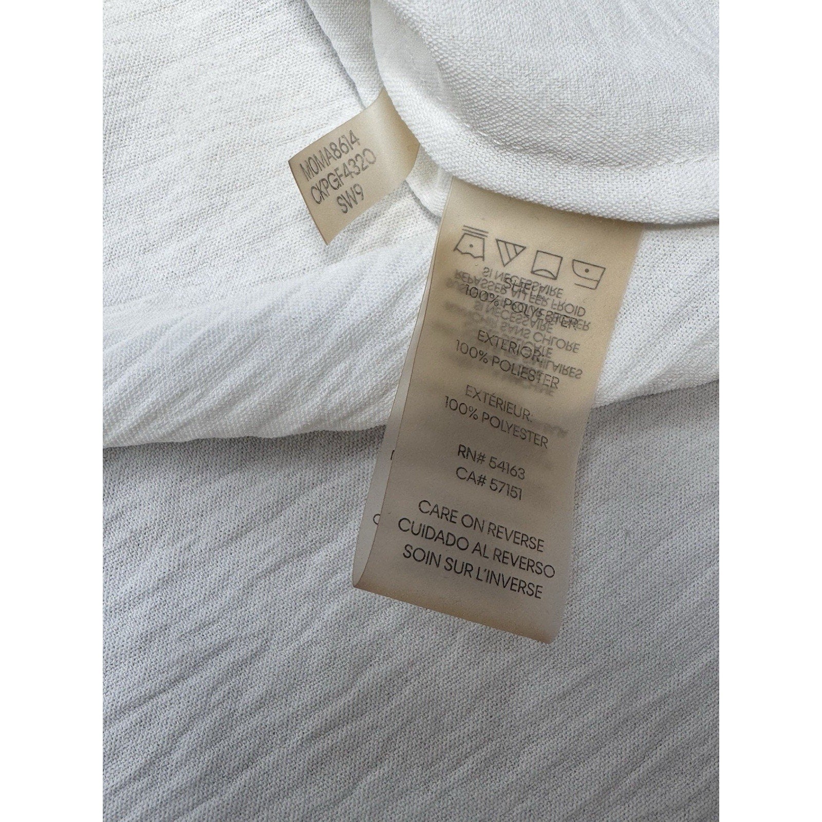 CALVIN KLEIN Ivory Button Down Blouse Pockets Crinkled Polyester Women’s Size L