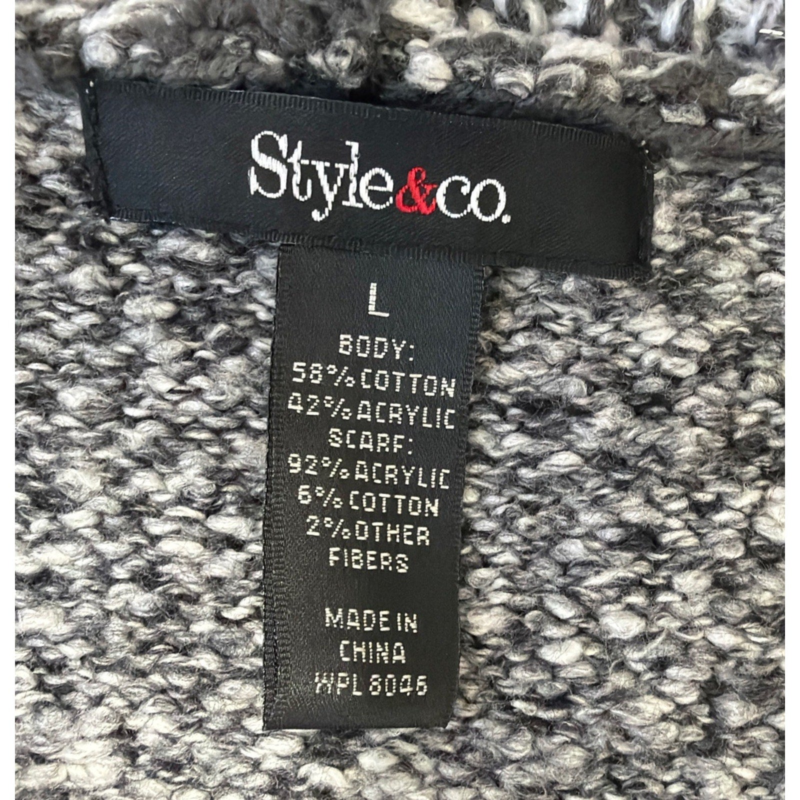 Style & Co Sweater Women’s Short Sleeve Size Large Gray Cowl Neck NWT