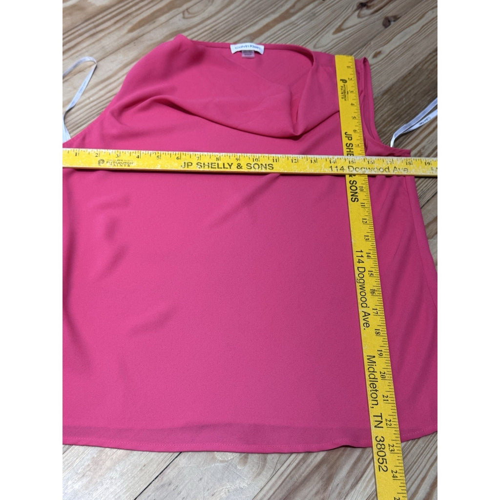 Calvin Klein Pink Solid Cap Sleeve Cowl Neck Blouse Women’s Size Small