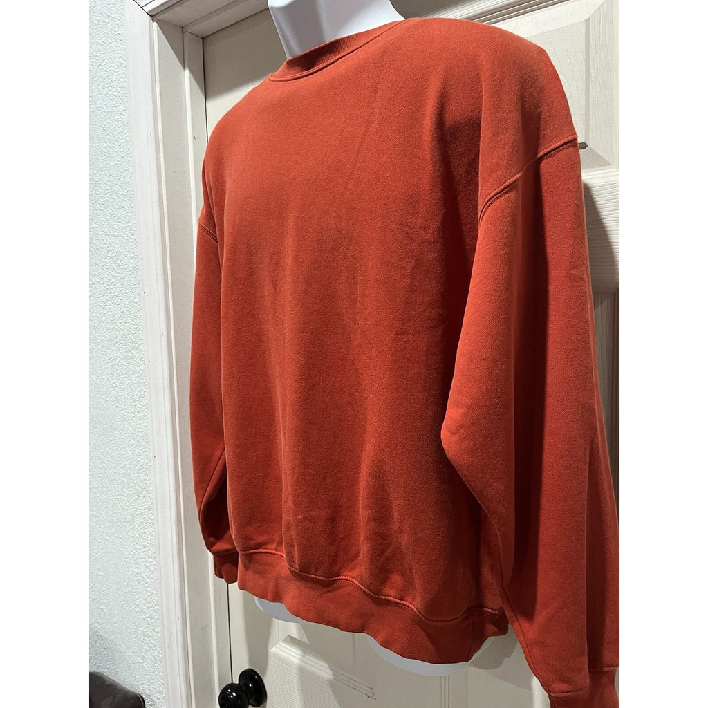 Vintage Blank St Johns Bay Sweatshirt Mens Medium M Long Sleeve Crew Neck Orange