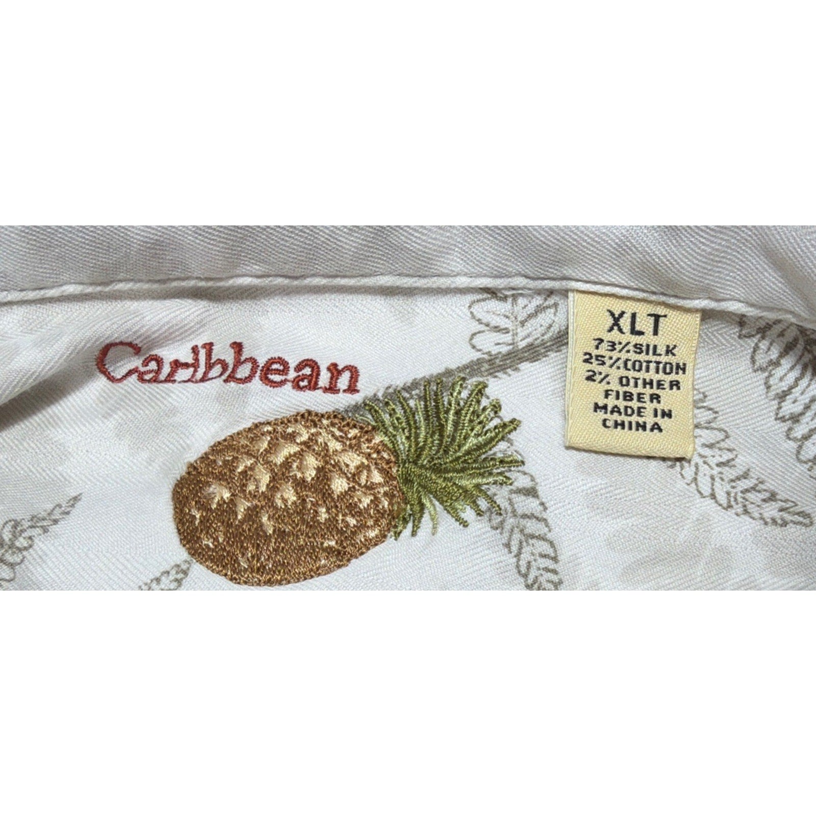 Men's Caribbean Hawaiian Style Silk/ Cotton Button Down Shirt Size XLT