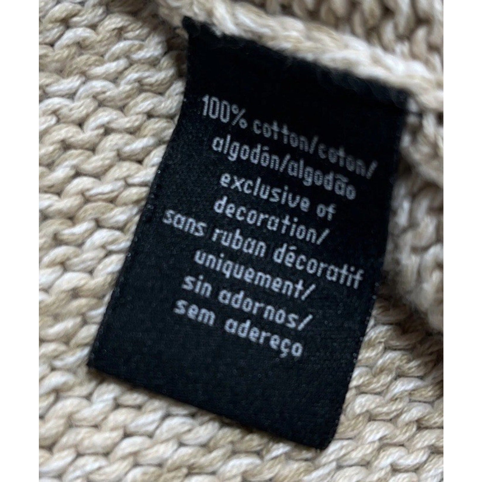 Calvin Klein Biege Single Button Knit Cardigan Large 100% Cotton