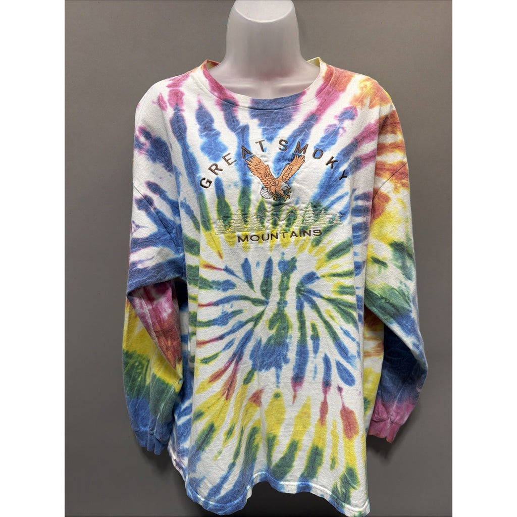vintage great smoky mountains Tennessee Embroidered t shirt XL tie dye