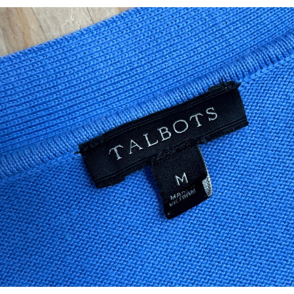 Talbots Button down Cardigan Womens M 3/4 Periwinkle Sleeve V Neckline