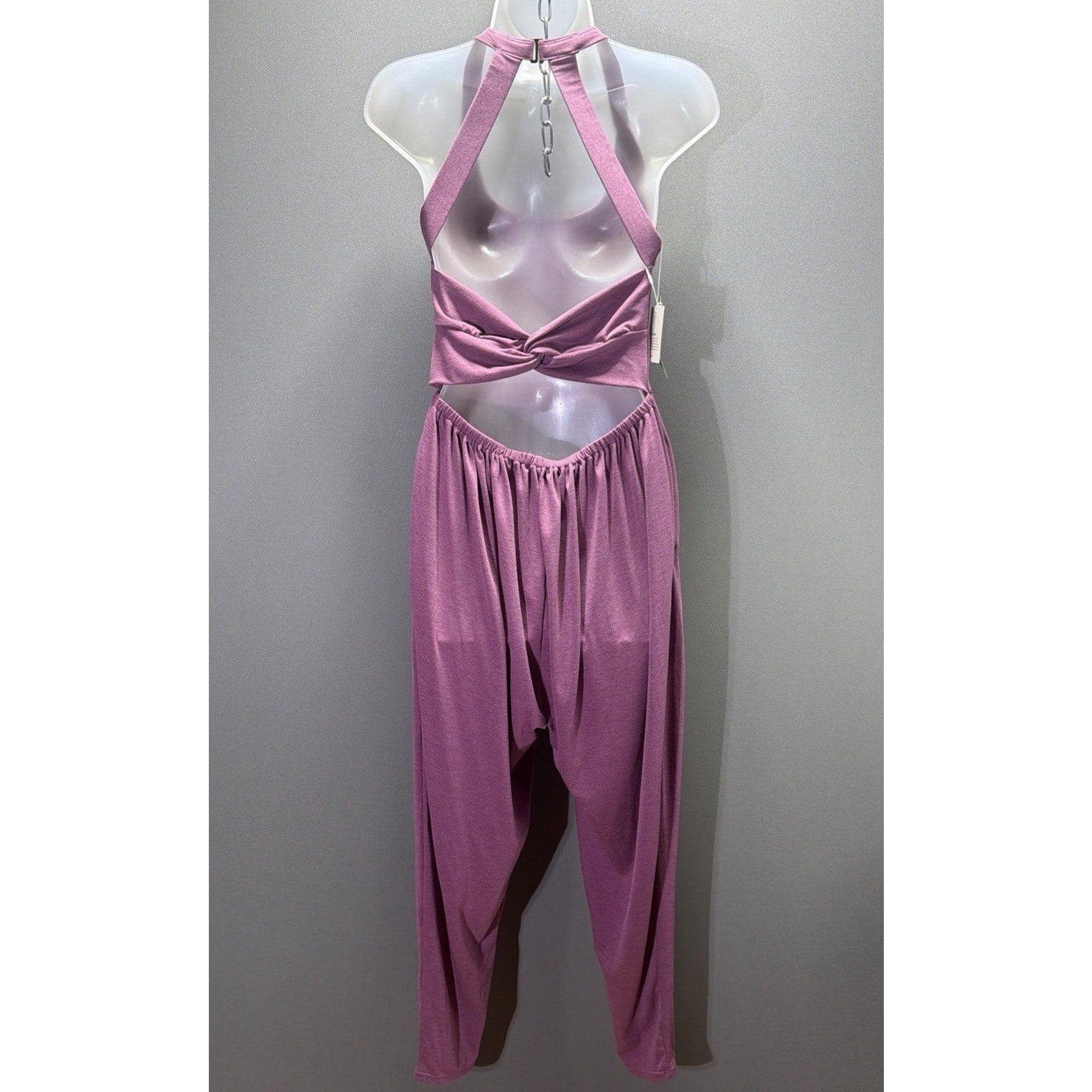 Halara Women’s Small Purple U-Neck Harem Jumpsuit Sleeveless Pockets Solid New