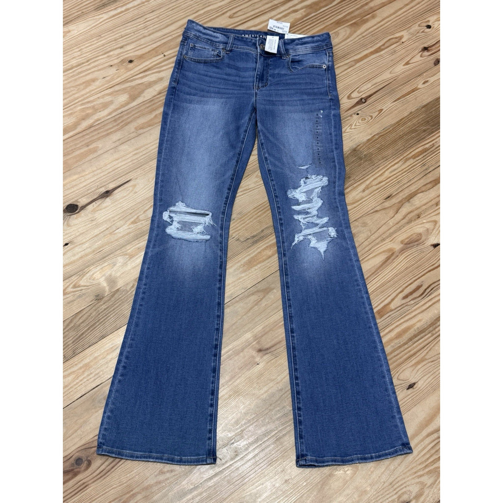 American Eagle Blue Jeans Next Level Stretch Midrise Kick Boot Women’s 8L NWT