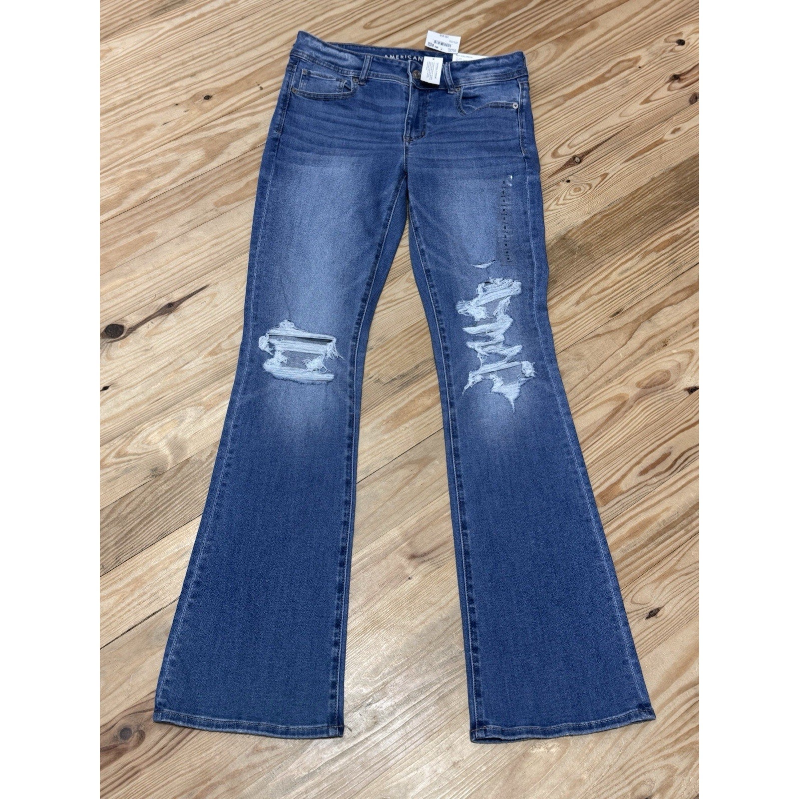 American Eagle Blue Jeans Next Level Stretch Midrise Kick Boot Women’s 8L NWT