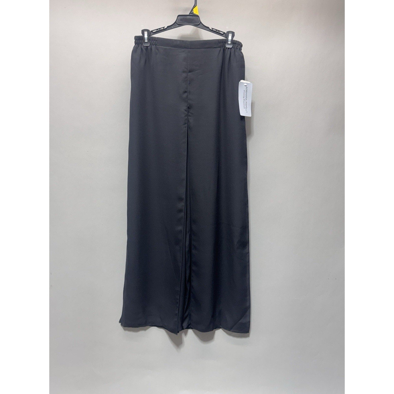 Adrianna Papell Semi Sheer Wide Leg Chiffon Pants Elastic Waist Black 10P New