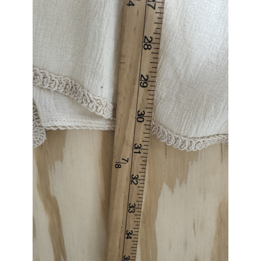 Krazy Kat Lace Kimono Cardigan XXL Beige Boho Open Front Crochet Trim Light New