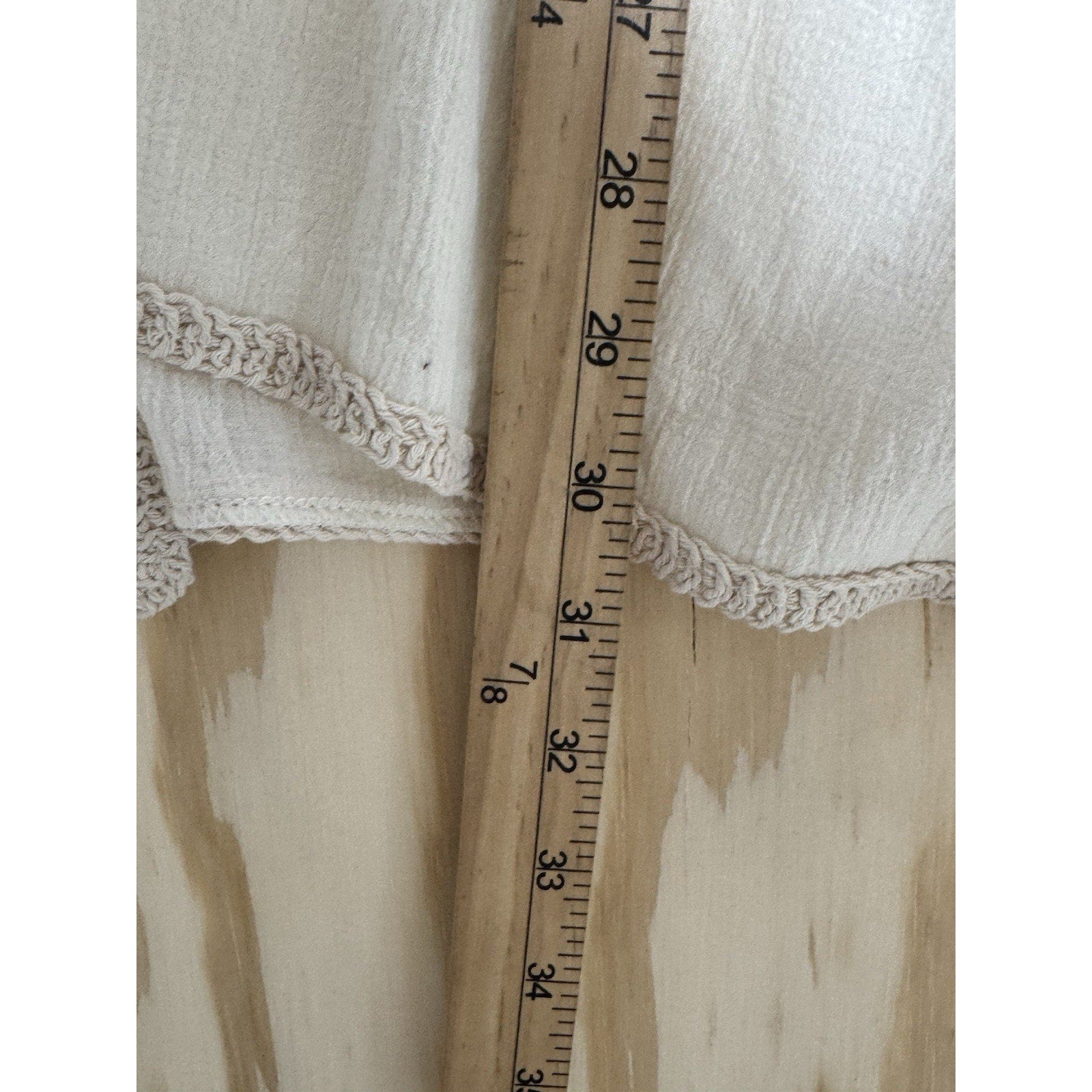 Krazy Kat Lace Kimono Cardigan XXL Beige Boho Open Front Crochet Trim Light New