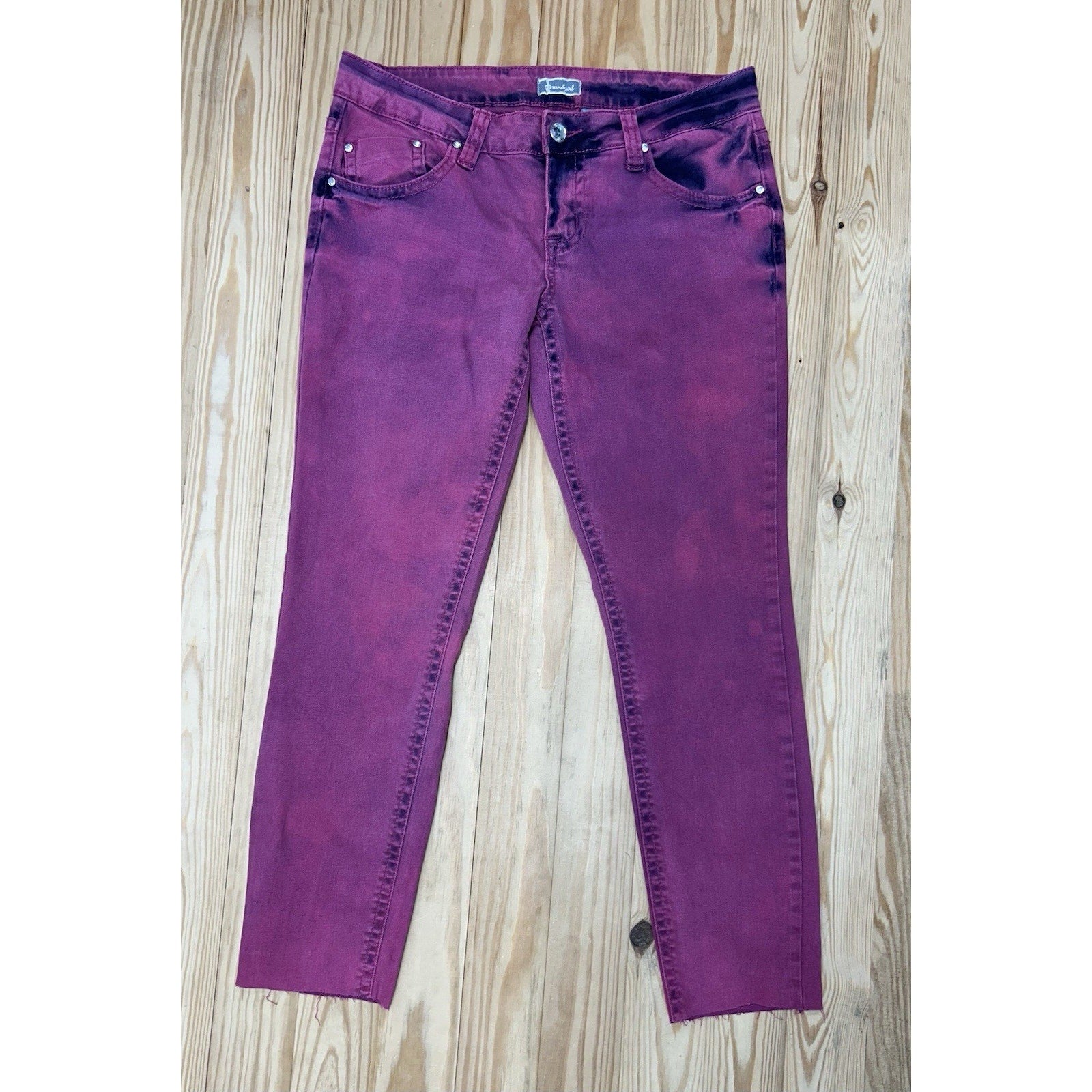 Soundgirl Pink/Purple Tie-dye Skinny Jeans With Rhinestones Size 11- Stretchy