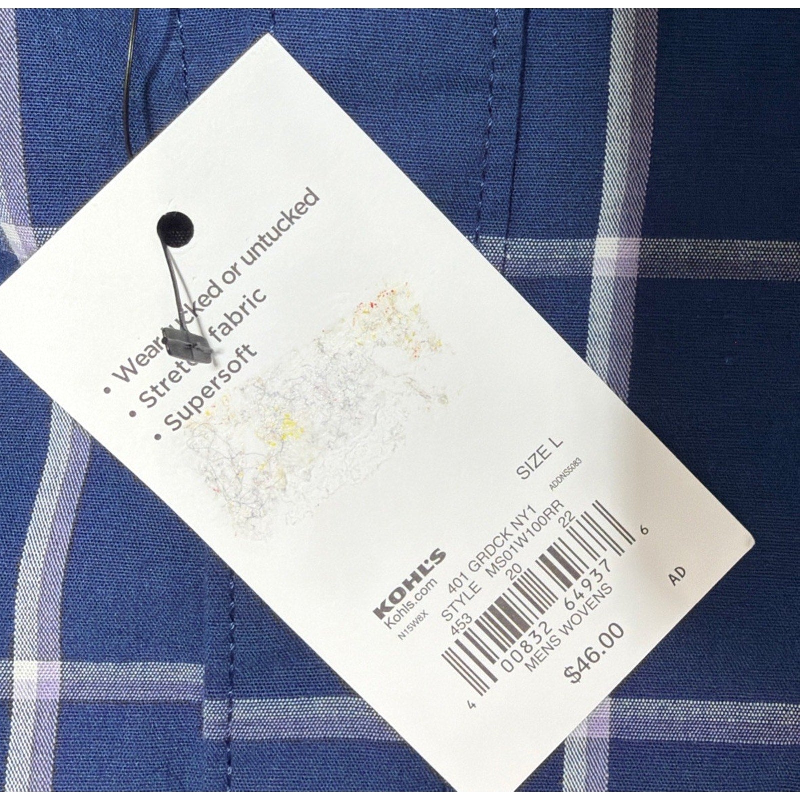 Sonoma Mens The Perfect Length Shirt Large Button Up Plaid Blue Shirt Preppy