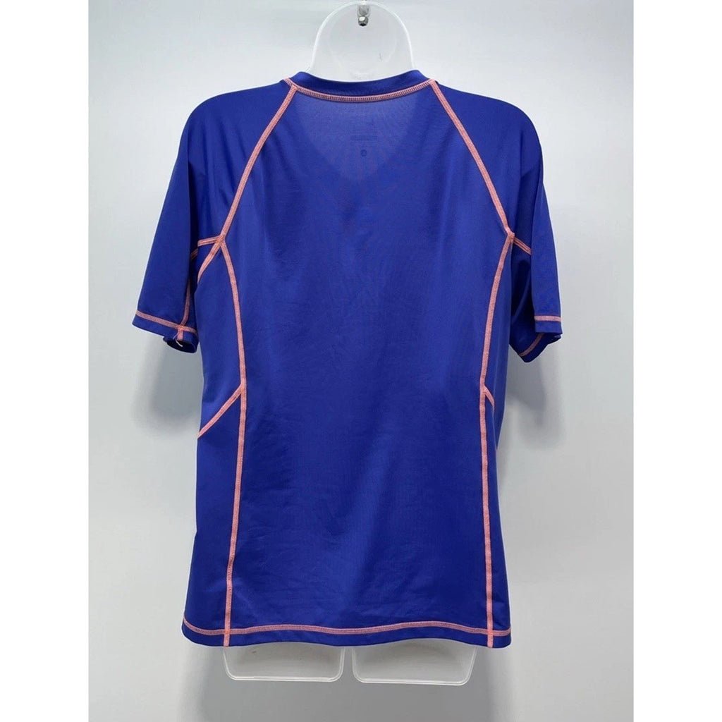 NIKE Shirt Womens Large Top Tee Short Sleeve Full Zip Purple