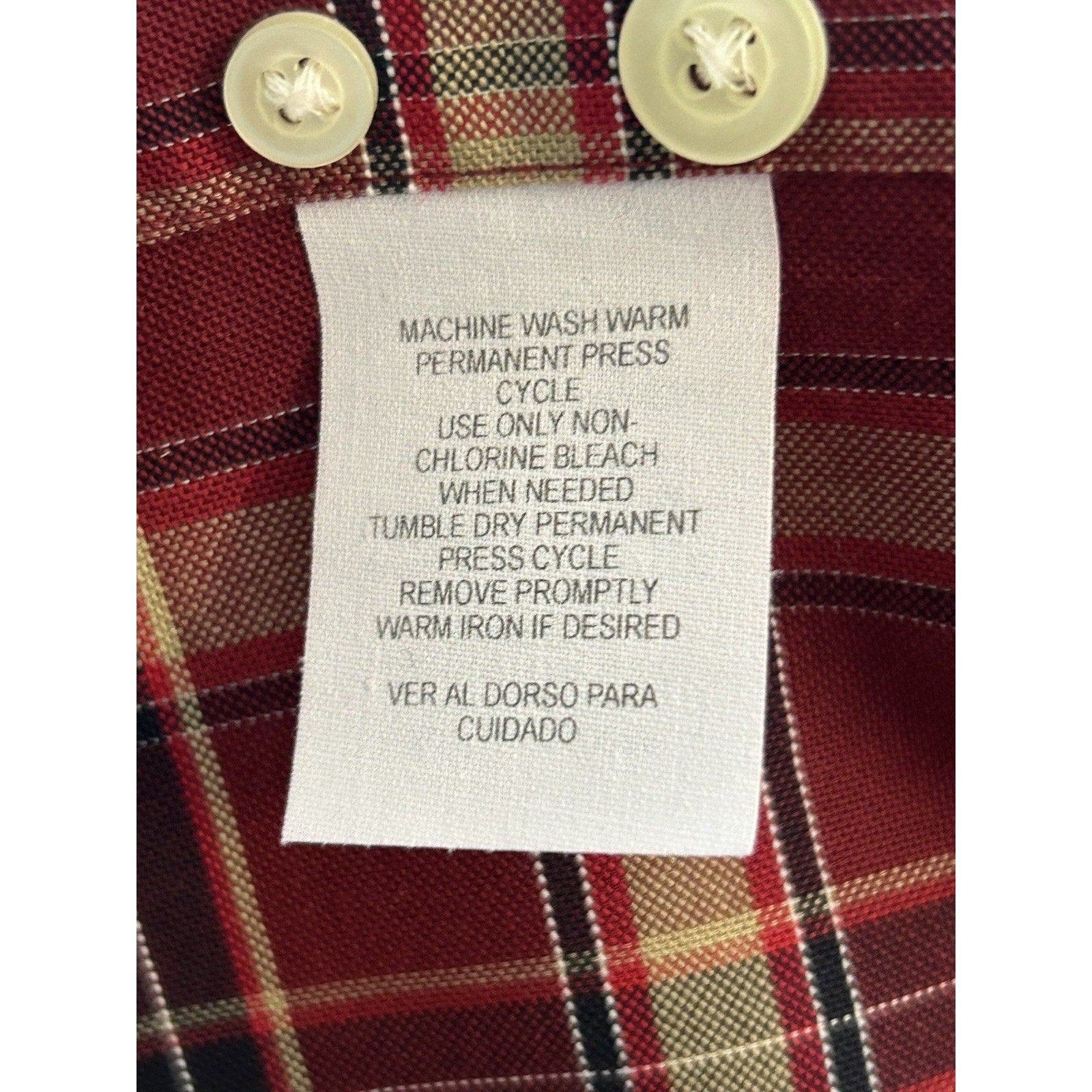 Towncraft Mens Shirt SzL Tartan Plaid Wrinkle Free Button-down Long sleeve plum