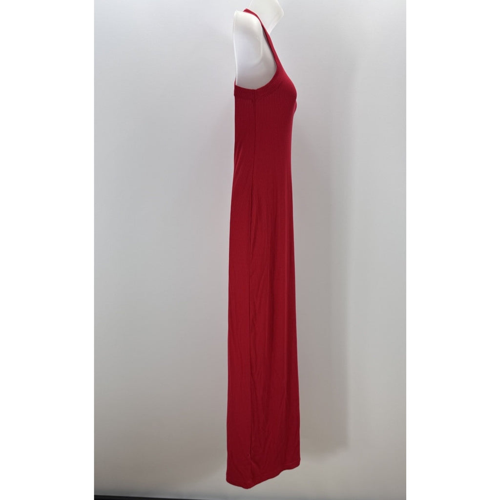 Loft Ann Taylor Red Halter Stretch Knit Side-slit Maxi Dress Size X-Small