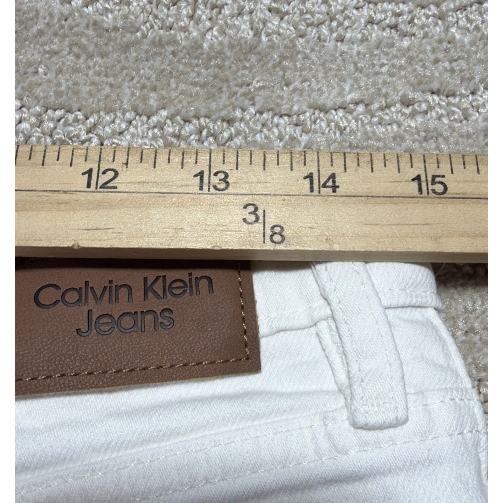 Womens CALVIN KLEIN White Denim Bermuda Shorts Size 8