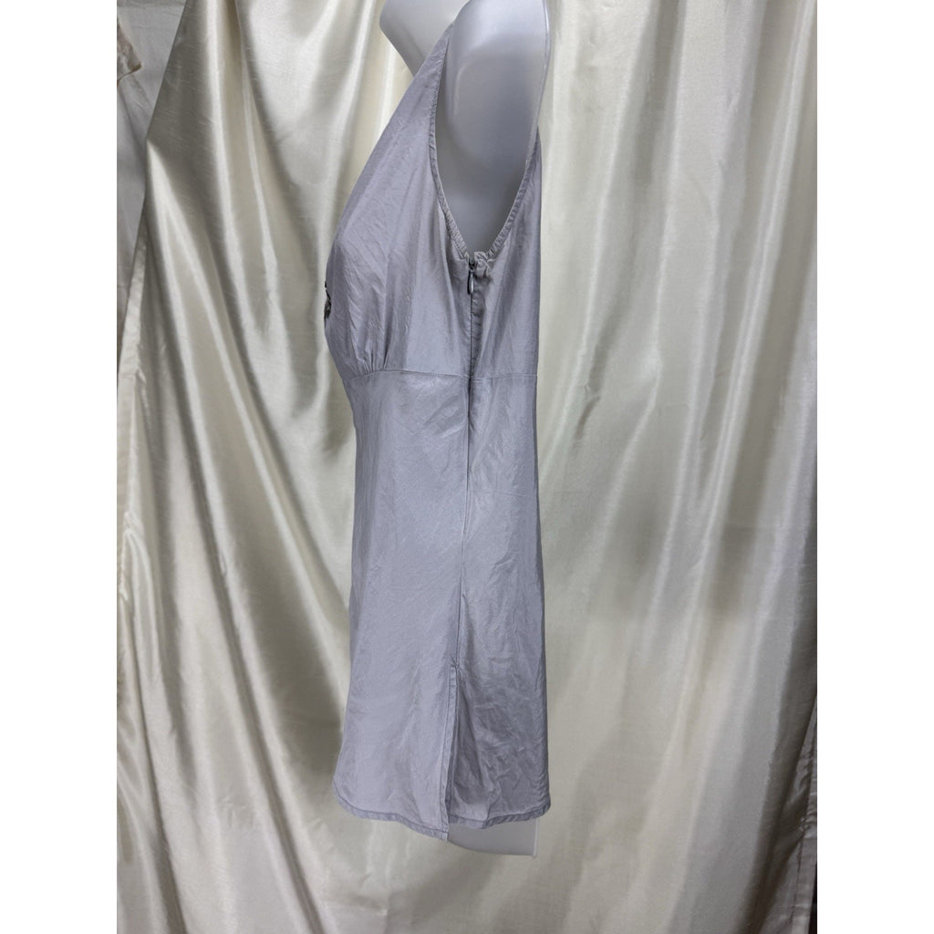 New York & Company Silk Cotton Sleeveless Sequin Top Gray Woman Size 6 Zip Side