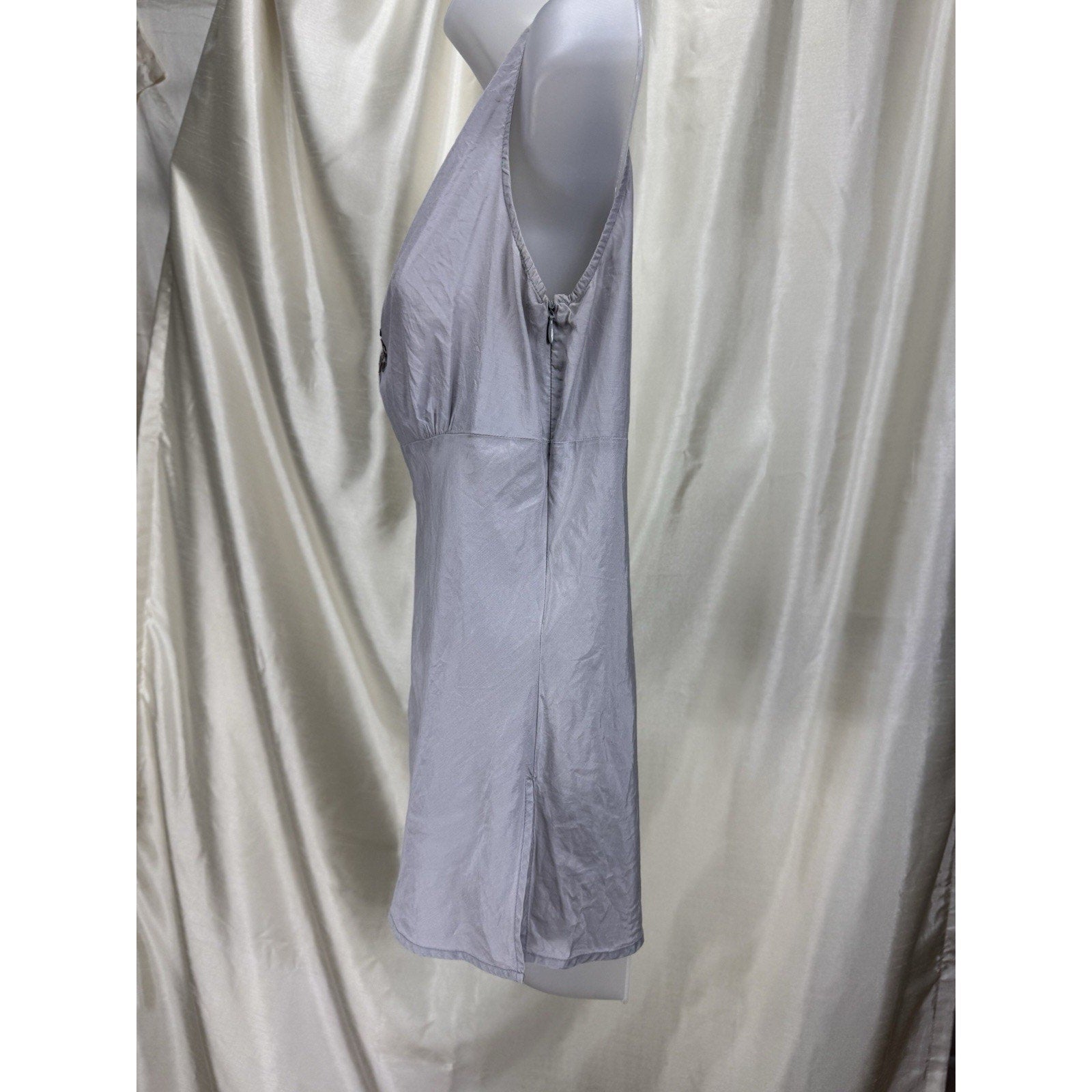 New York & Company Silk Cotton Sleeveless Sequin Top Gray Woman Size 6 Zip Side