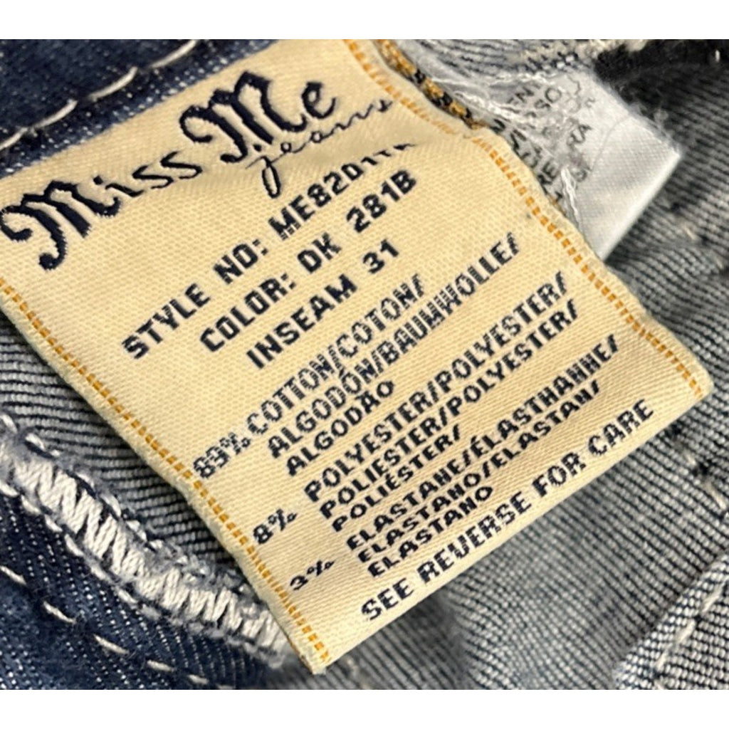 Miss Me Jeans Womens 26 Thick Stitch Stretch Mid Rise Straight Med Wash