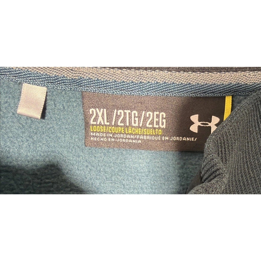 Under Armour Mens 1/4 Zip Sweater Fleece Storm Loose Coldgear Blue 2XL EUC