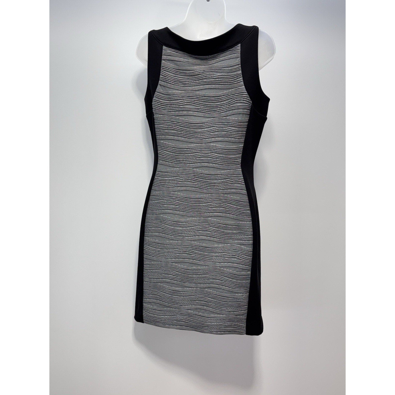 Calvin Klein Sleeveless Black And Gray Bodycon Knee Length Dress Women’s Size 8