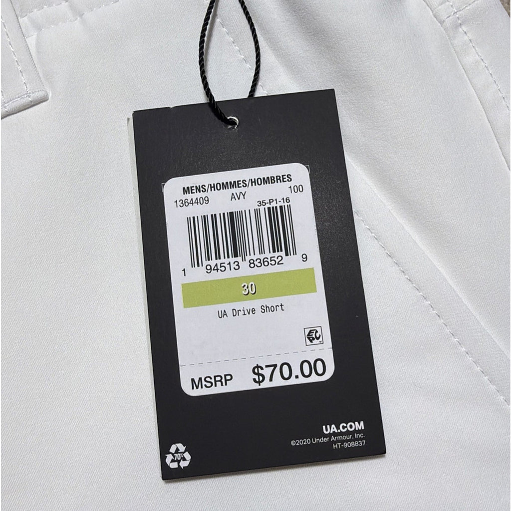 Under Armour Golf Shorts Mens 30 White UA Drive Performance 10" Inseam 1364409