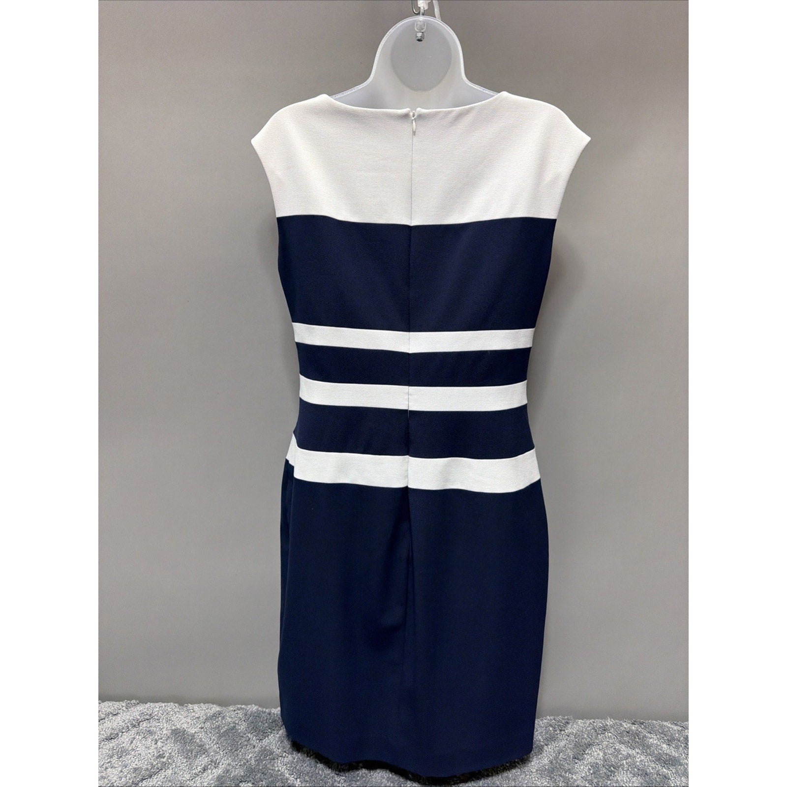 Lauren Ralph Lauren Shift Denim Dress Women Size 8 Dark Blue White Minimalist