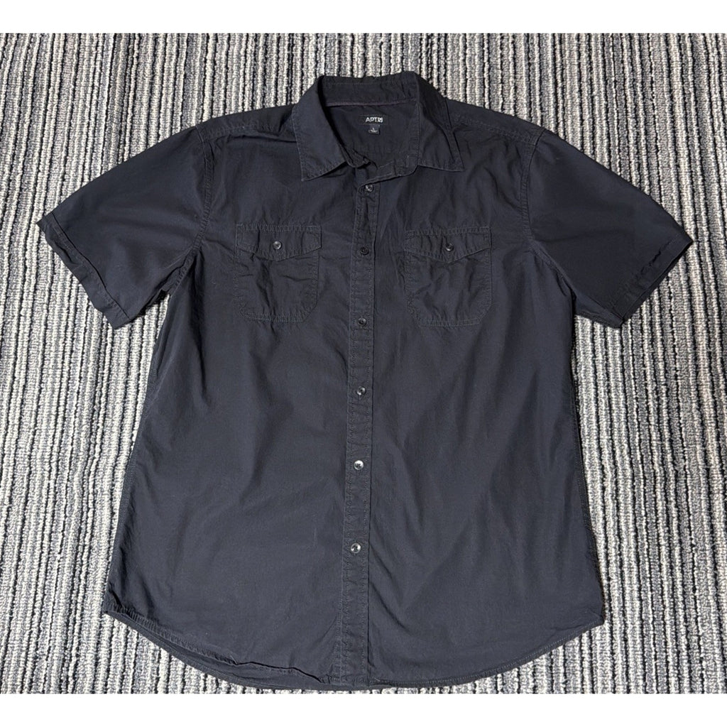 Mens Apt 9 XL Utility Button Up Short Sleeve Shirt Black